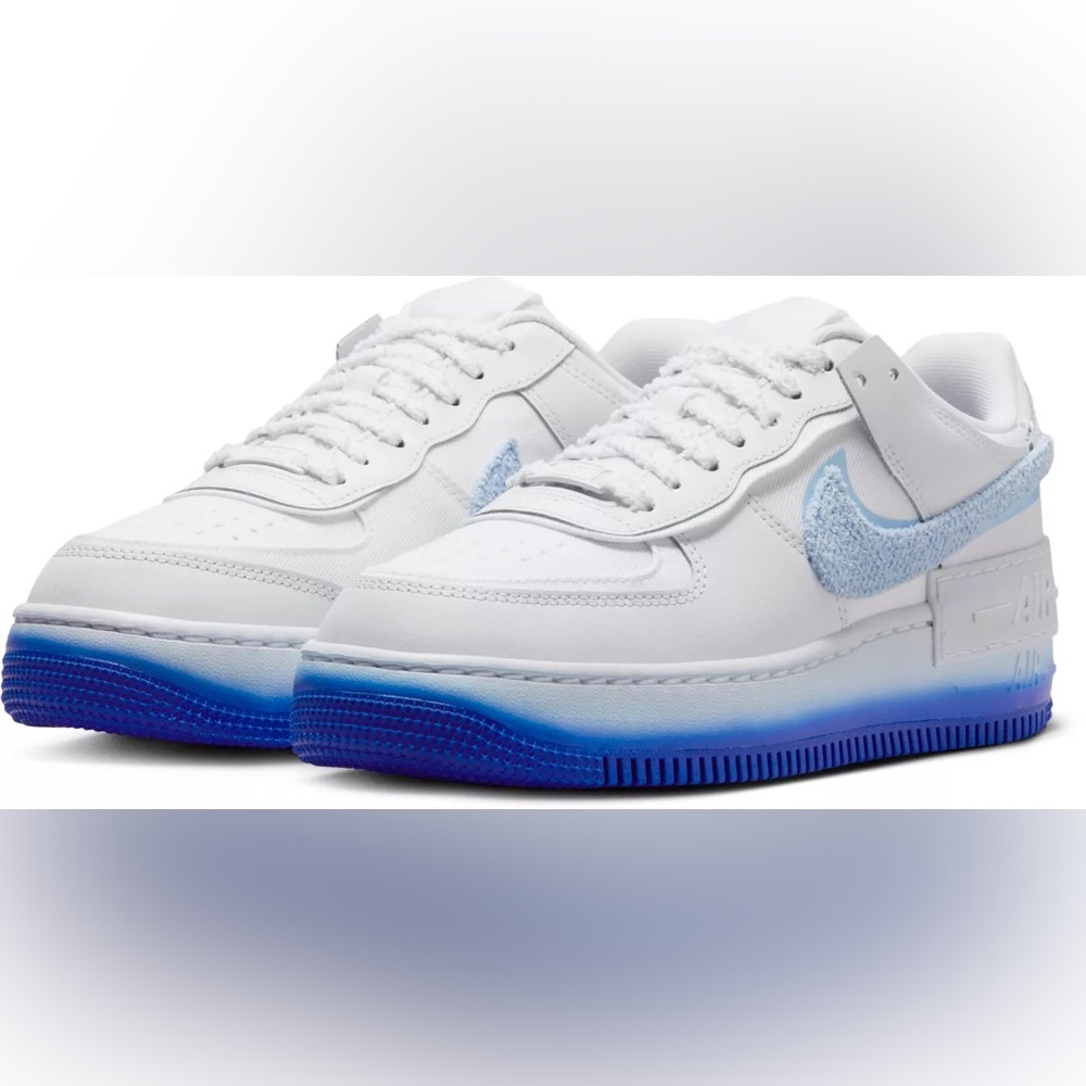 Nike Air Force 1 Low Shadow Chenille Swoosh Blue Tint FJ4567-100 Women’s 8.5